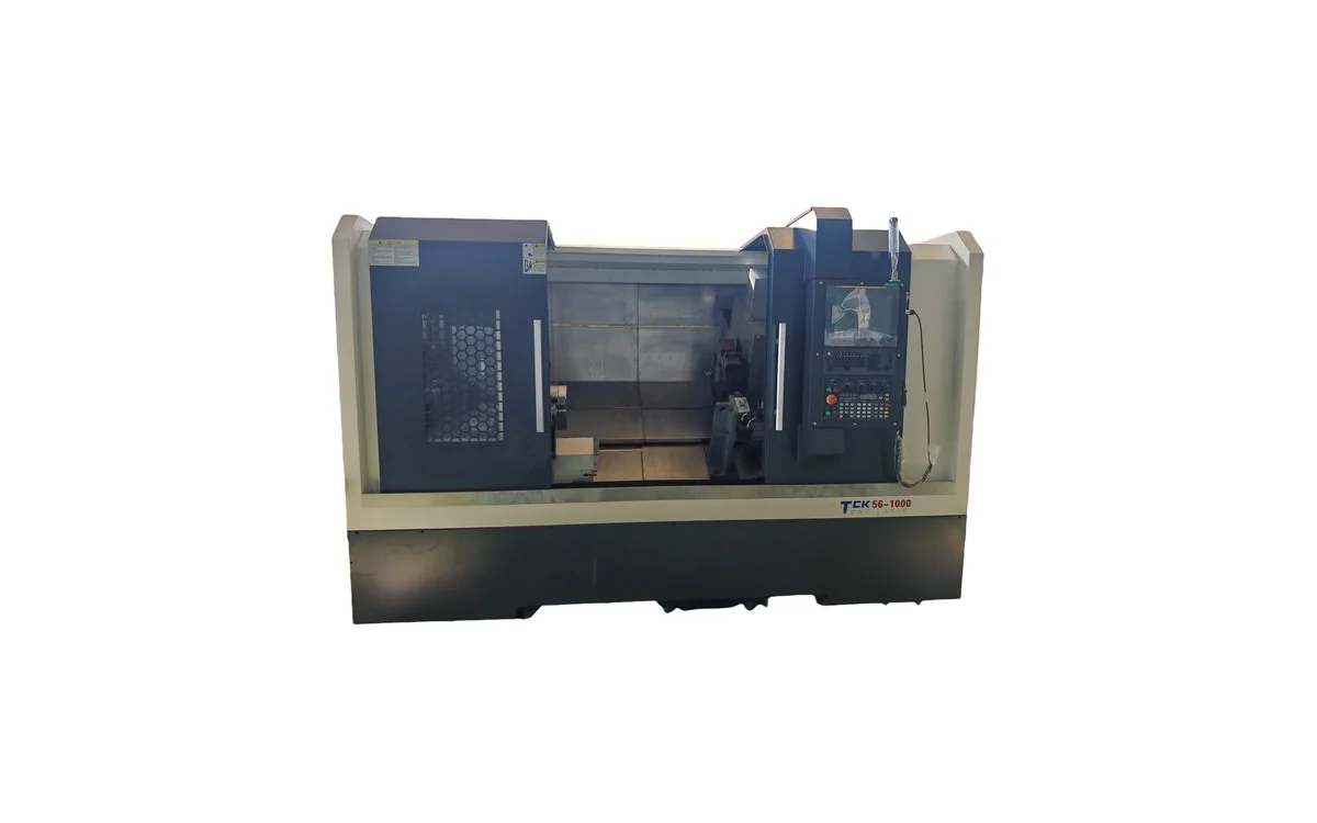 Torno CNC pesado de bancada inclinada Taikan TCK56 con plato hidráulico de 10 pulgadas y torreta de 12 herramientas